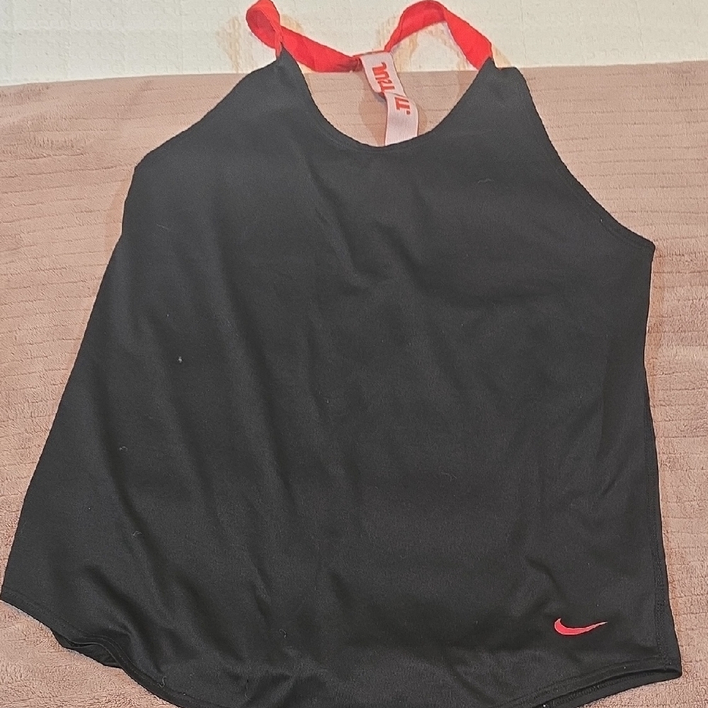 Nike Black Sleeveless Tank Top with Red Accents